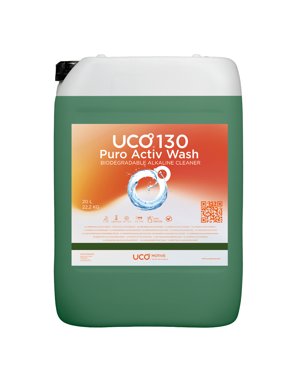 UCO® 130 Puro Activ Wash | Geparfumeerde Alkalische Reiniger - Biodegradable Alkaline Cleaner - 20 liter